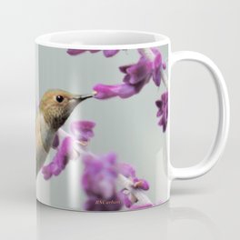 Slipping in for Another Sip Coffee Mug | Animal, Color, Tan, Purple, Salvialeucantha, Blue, Laverneca, Photo, Mexicansage, Bird 