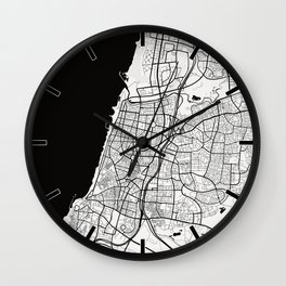 Tel Aviv City Map of Israel - Black Circle Wall Clock | Travel, City, Israel, Space, Map, Telavivmap, Telavivcity, Moon, Street, Graphicdesign 