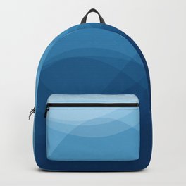 Precise Undulation Backpack | Wave, Light, Depth, Digital, Peaceful, Blue, Drawing, Pattern, Water, Calm 