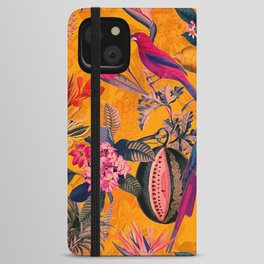 Vintage And Shabby Chic - Colorful Summer Botanical Jungle Garden iPhone Wallet Case