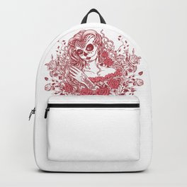 Sexy Woman zombie WITH Flower - Light Coral Backpack | Undead, Bombshell, Bones, Muerte, Blue, Monster, Halloween, Creepy, Skeleton, Dead 