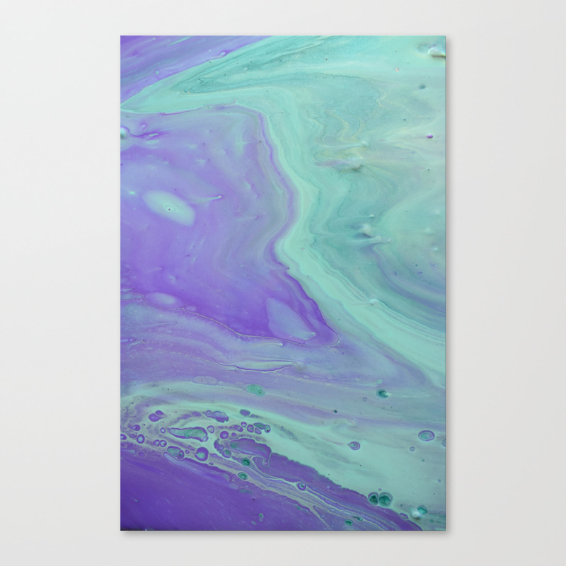Blue Purple Flow Fluid Acrylic Abstract Painting Canvas Print By