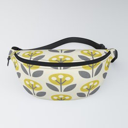 Mod Flowers in textured yellow and gray ©studioxtine Fanny Pack
