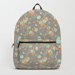 Flowers as from the old days - series 3 i Backpack | Ethno, Vintage, Painting, Decor, Boho, Orange, Pattern, Floral, Stylish, Handmade 