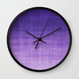 Ultra Violet Purple Linen Ombre Textile Grunge Woven Cotton Gradient Texture Lavender Lilac Pattern Wall Clock | Cloth Abstract Gauze, Night Trendy Pretty, Ultra Violet Purple, Dark Crisscross Grid, Weathered Vintage, Linen Home Decor, Tablecloth Pinstripe, Linen Textile Grunge, Ultraviolet Plum Ink, Basketweave Material 