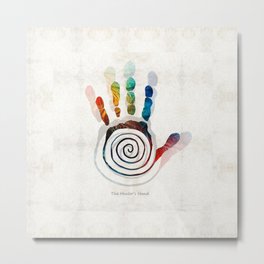 The Healer's Hand Native American Art Symbol by Sharon Cummings Metal Print | Healing, Colorful, Prayer, Rainbowcolor, Nativeamericanart, Graphicdesign, Print, Indian, Native, Hands 