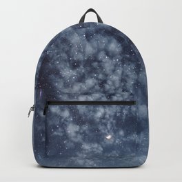 Blue veiled moon II Backpack | Sky, Photo, Galaxy, Stars, Clouds, Blue, Night, Glow, Pale, Natureabstract 