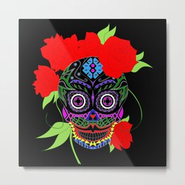Rosa Adela calavera skull ecopop Metal Print | Pattern, Graphicdesign, Dead, Tropical, Calavera, Wallpaper, Death, Tribal, Adultcoloring, Halloween 