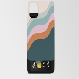 Abstract Diagonal Waves in Teal, Terracotta, and Pink Android Card Case | Wavylines, Curated, Serene, Organic, Pretty, Scandinavian, Color, Shape, Graphicdesign, Cute 