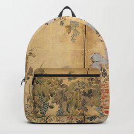 Japanese Edo Period Six-Panel Gold Leaf Screen - Spring and Autumn Flowers Backpack | Rinpa, Japanese, Nature, Autumn, Gold, Leaf, Panel, Illustration, Other, Edo 