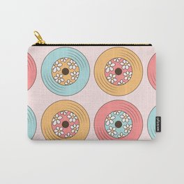 Groovy Vinyl Records, Colorful with Daisy Carry-All Pouch | Daisies, Floral, Pattern, Girly, Record, Retro, Music, 80S, 60S, Label 